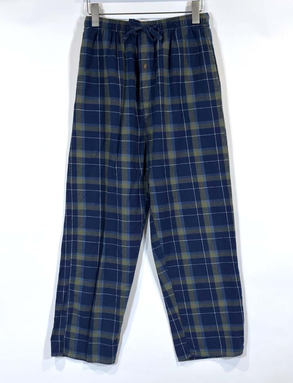 Christian Dior Pyjama Plaid Cotton Pajama Pants Blue Green Tartan VTG - Medium